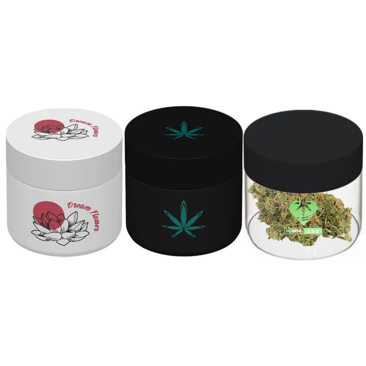 Custom Branded Glass Jars 2oz direct print Custom 2 oz white, black and clear glass jars, direct print