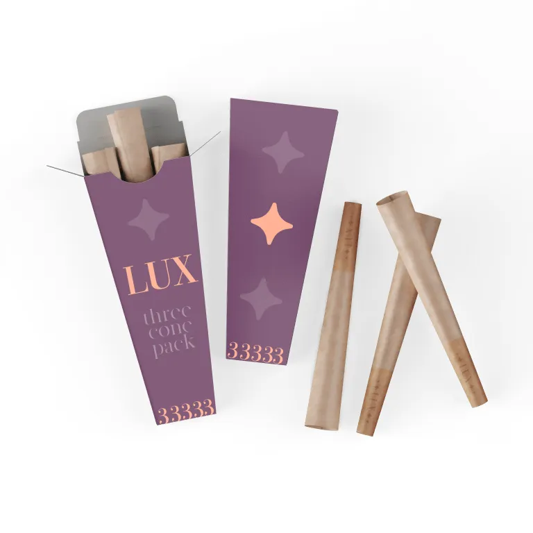 Custom Three Cone Pack Packaging Customizable pre-rolled cones with branded packaging and display box