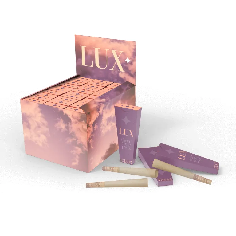 Custom Branded Pre-Rolled Cones and Display Customizable pre-rolled cones with branded packaging and display box