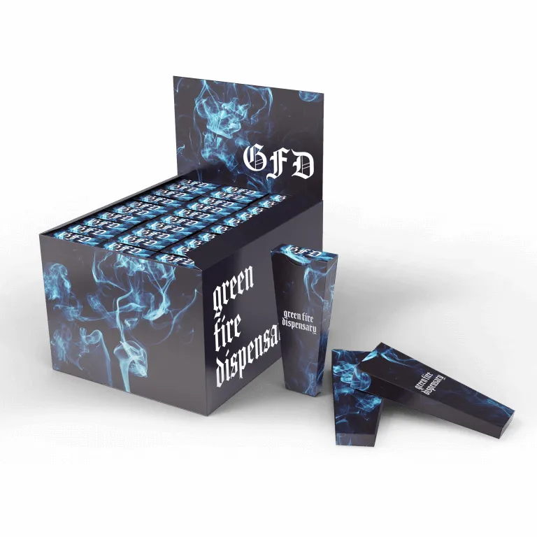 Custom Branded Pre-Rolled Cones and Display Customizable pre-rolled cones with branded packaging and display box