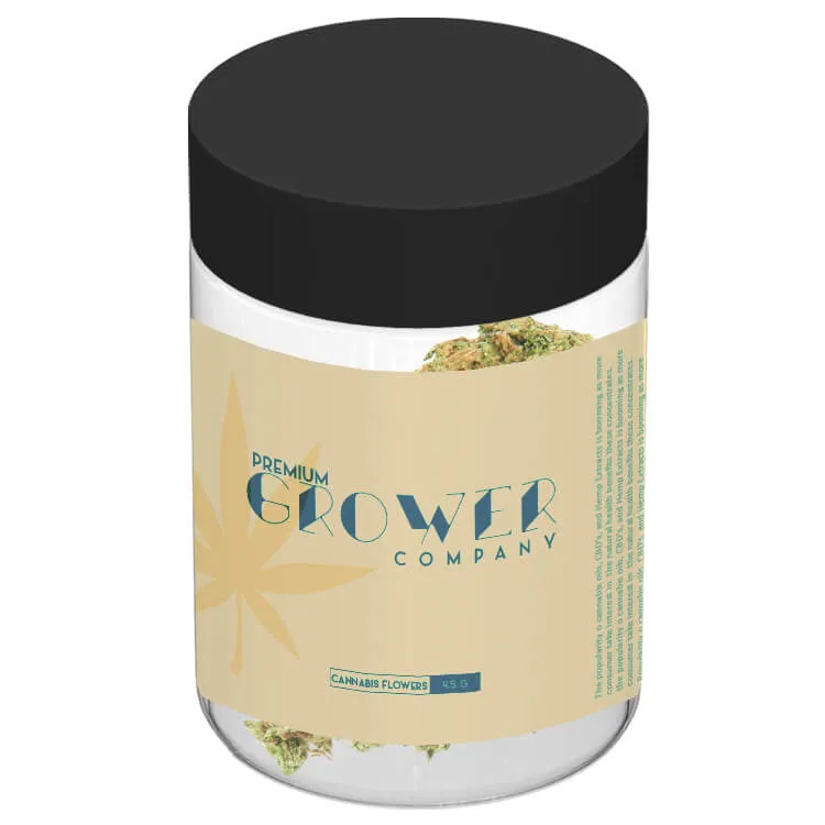 Custom 4 Oz Clear Glass Jar With Black Lid And Label Print Custom 4 oz clear glass jar with black lid and label print