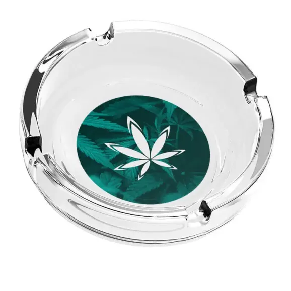 Custom Print Clear Glass Ashtray Clear glass ashtray with full color print