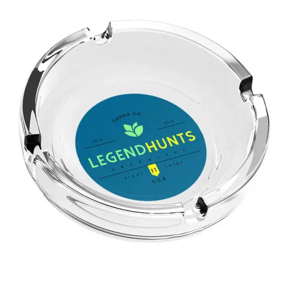 Full Color Print Clear Glass Ashtray Clear glass ashtray with printed logo