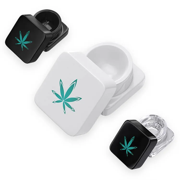 Custom 9ml Glass Concentrate Jars custom clear, white and black concentrate jars 9ml jars with logo/brand