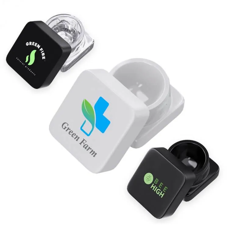 Custom Glass Concentrate Jars 9ml custom clear, white and black 9ml concentrate full color jars with logo/brand