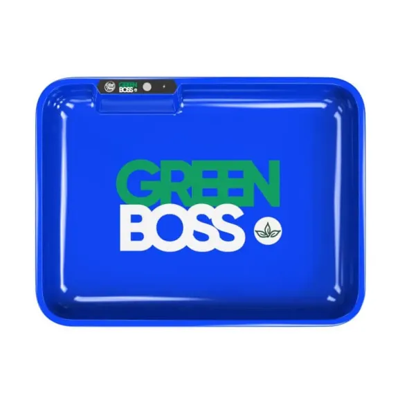 Custom LED Glow Rolling Tray – 11" x 8.5" with Multi-Color Lighting custom LED rolling tray 11" x 8.5" LED glow blue rolling tray with full-color logo and multi-color lighting for branded smoking accessories