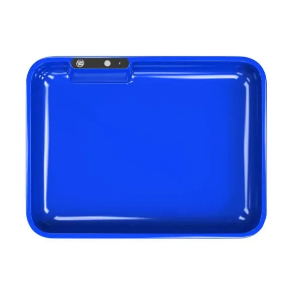 Custom LED Glow Rolling Tray – 11" x 8.5" with Multi-Color Lighting Custom 11" x 8.5" LED glow rolling blue tray with full-color logo and multi-color lighting for branded smoking accessories