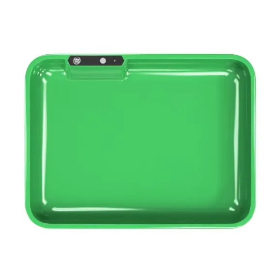 Custom LED Glow Rolling Tray – 11" x 8.5" with Multi-Color Lighting Custom 11" x 8.5" LED glow rolling green tray with full-color logo and multi-color lighting for branded smoking accessories