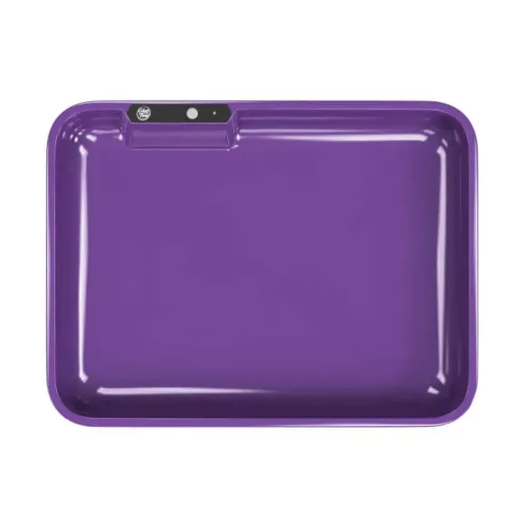 Custom LED Glow Rolling Tray – 11" x 8.5" with Multi-Color Lighting Custom 11" x 8.5" LED glow rolling purple tray with full-color logo and multi-color lighting for branded smoking accessories
