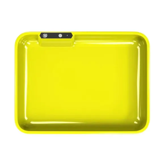 Custom LED Glow Rolling Tray – 11" x 8.5" with Multi-Color Lighting Custom 11" x 8.5" LED glow rolling yellow tray with full-color logo and multi-color lighting, ideal for branding and smoking accessories