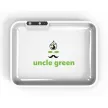 Custom LED Glow Rolling Tray – 11" x 8.5" with Multi-Color Lighting Custom 11" x 8.5" LED glow white rolling tray with full-color logo and multi-color lighting for branded smoking accessories