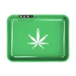Custom LED Glow Rolling Tray – 11" x 8.5" with Multi-Color Lighting Custom 11" x 8.5" LED glow green rolling tray with full-color logo and multi-color lighting for branded smoking accessories