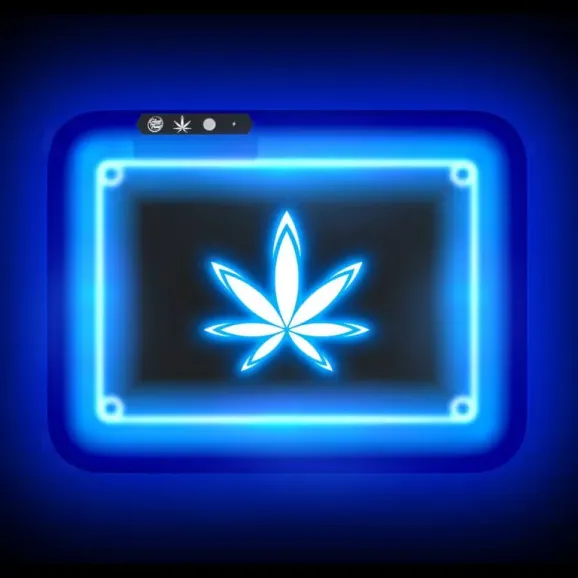 Custom LED Glow Rolling Tray – 11" x 8.5" with Multi-Color Lighting Custom 11" x 8.5" LED glow rolling tray with full-color logo and multi-color lighting for branded smoking accessories