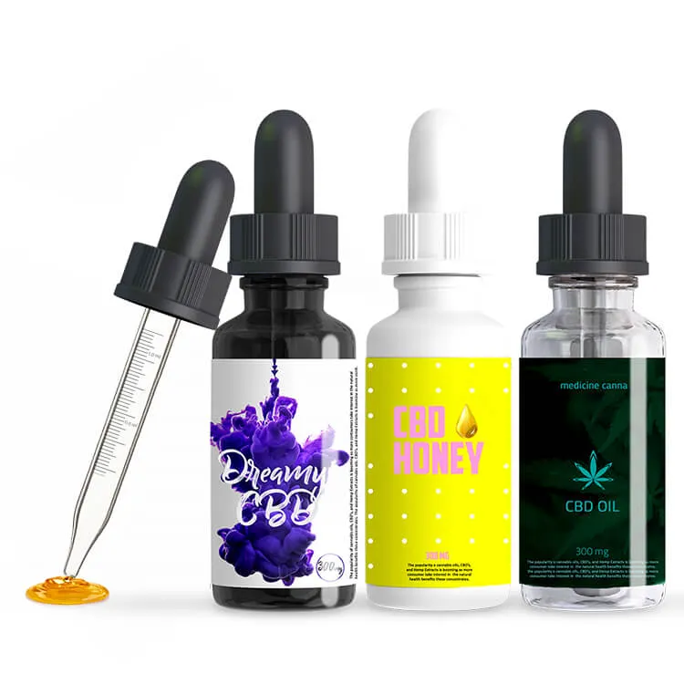 Custom Tincture Bottles Customizable clear, white and black tincture bottles full color