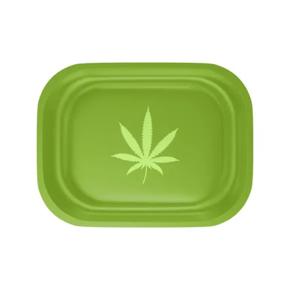 Full Custom Printed Rolling Tray – Small (7.1" x 5.5") Full custom printed 7.1" x 5.5" small metal rolling tray with edge-to-edge logo design
