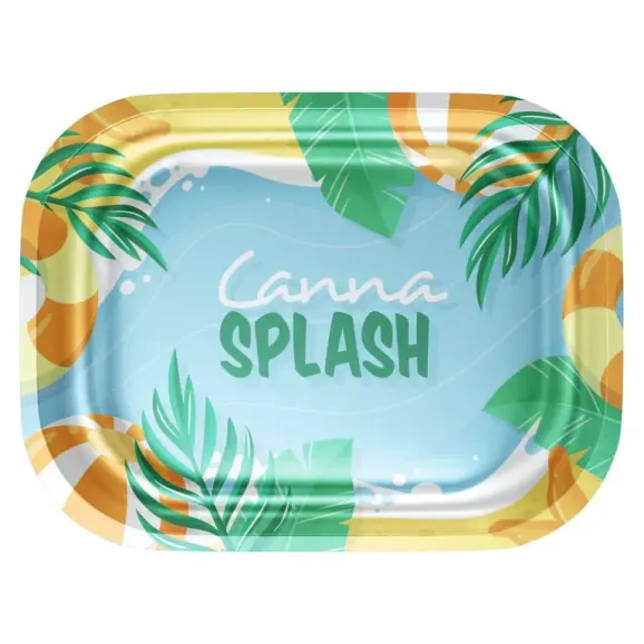 Full Custom Printed Rolling Tray – Small (7.1" x 5.5") Full custom rolling tray printed 7.1" x 5.5" small metal rolling tray with edge-to-edge logo design