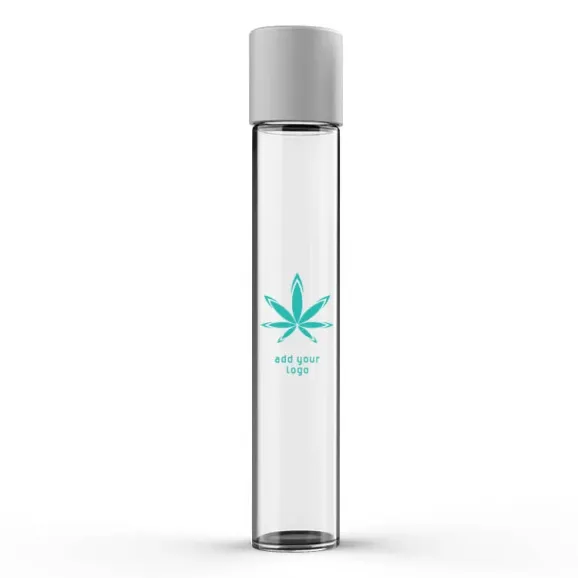 Custom Clear Glass Pre Roll Tube With Direct Print Custom clear glass pre roll tube with white cap and direct print