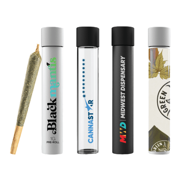 Glass Tubes With Direct Print and Sticker Print Custom Glass Pre-Roll Joint Tubes with direct print