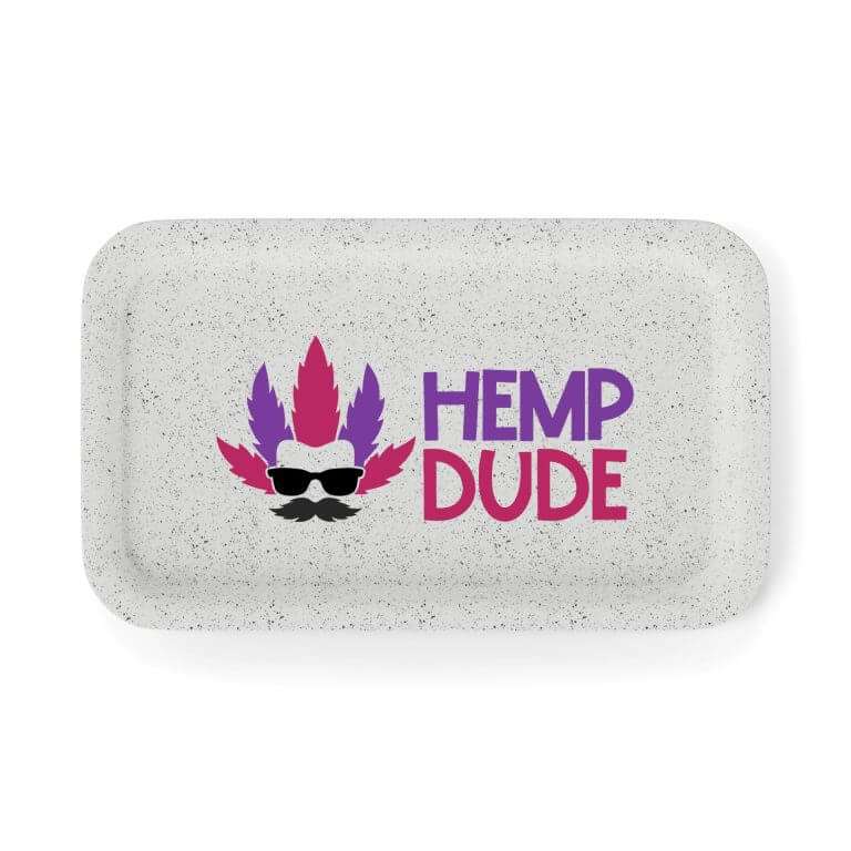 Medium Hemp Rolling Tray – Sustainable Cannabis Accessory Medium white hemp plastic rolling tray with custom logo print