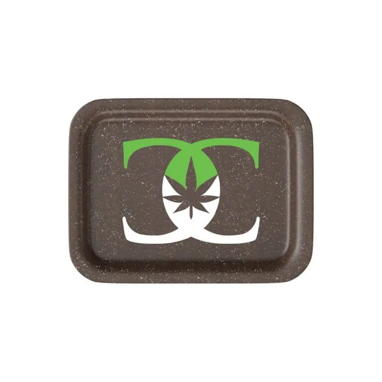 Small Hemp Rolling Tray – Customizable Eco-Friendly Accessory Small brown hemp plastic rolling tray with custom logo branding