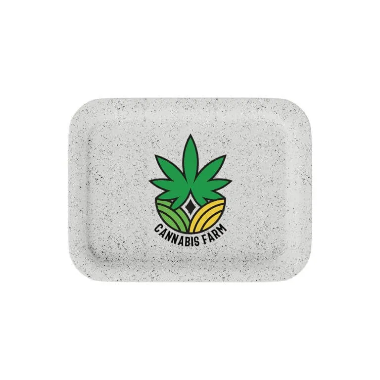 Small Hemp Rolling Tray – Customizable Eco-Friendly Accessory Small white hemp plastic rolling tray with custom logo branding