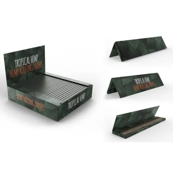Full Custom King Size Rolling Papers – Hemp, Rice, or Wood Pulp Fully custom king size rolling papers with branded booklet and display box, available in hemp, rice, or wood pulp