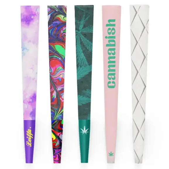 Custom Branded Pre-Rolls with printed papers custom pre-rolled cones with different printed papers designs