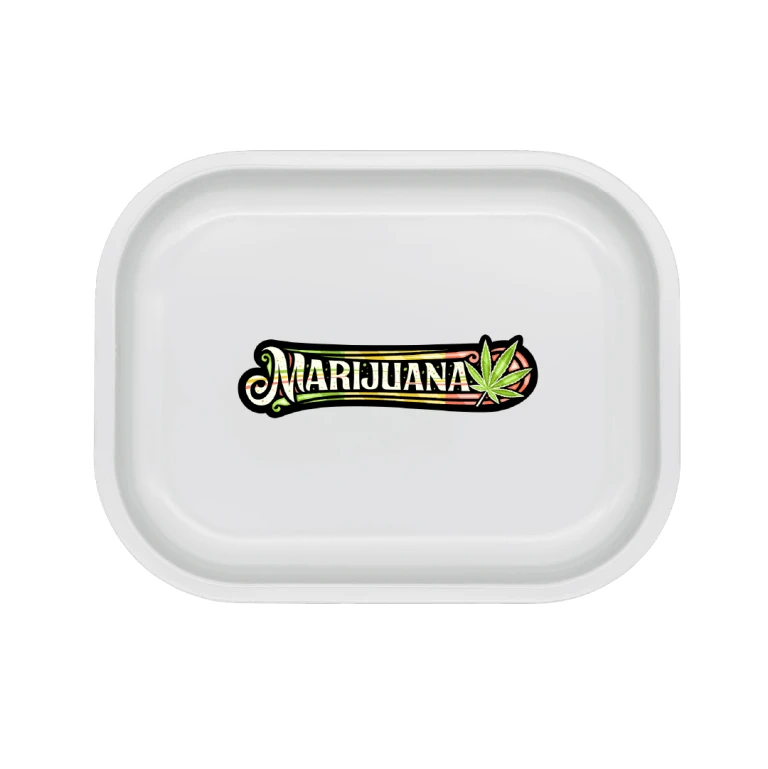 Small Quick Print Metal Rolling Tray – 7.1" x 5.5" Small 7.1" x 5.5" metal rolling tray with quick full-color logo printing for compact smoking setups and