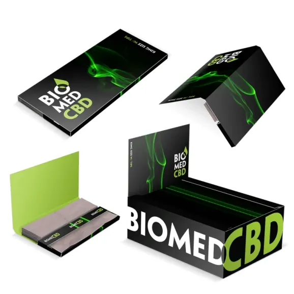 Full Custom King Size Rolling Papers with Tips – Hemp, Rice, or Wood Pulp Full custom king size rolling papers with built-in tips and branded retail box, available in hemp, rice, or wood pulp