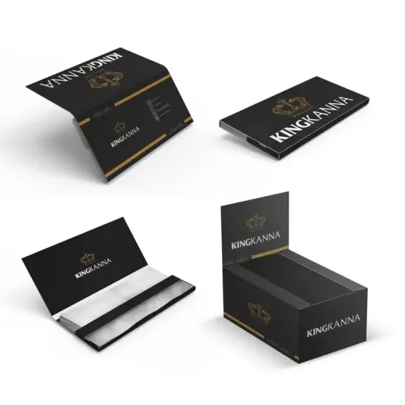 Full Custom King Size Rolling Papers with Tips – Hemp, Rice, or Wood Pulp Full custom king size rolling papers with built-in tips and branded retail box, available in hemp, rice, or wood pulp