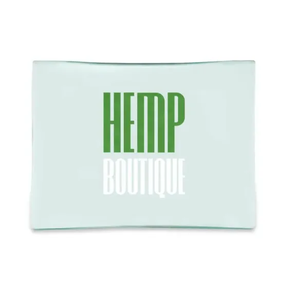 Custom Glass Rolling Tray – Small Shatter Resistant (7.1" x 5.5") Custom 7.1" x 5.5" small glass rolling tray, shatter-resistant with full-color logo printing