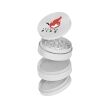 smoking-pipe a white 63mm metal grinder displaying a full color logo on its cap