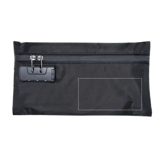 Customizable Smell Proof Zipper Bag with Lock Black smell proof bag with zipper closure and combination lock, ready for branding