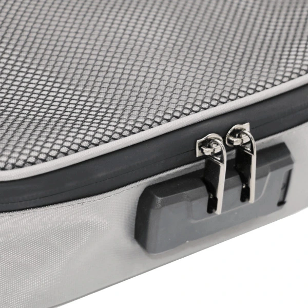 Custom Gray Stash Carrying Case With Combination Lock Gray smell proof bag with zipper closure and combination lock, ready for branding