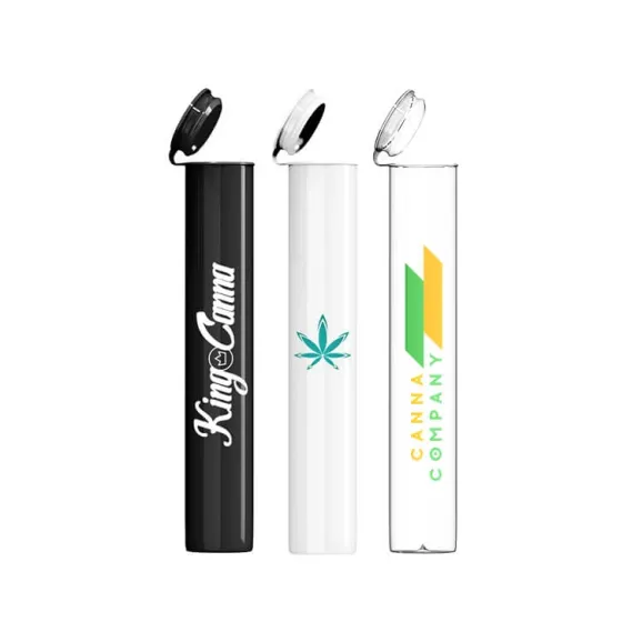 Pre Roll Tube Plastic Printed Overseas White Black and Clear Pre Roll Tube Plastic Printed Overseas White Black and Clear