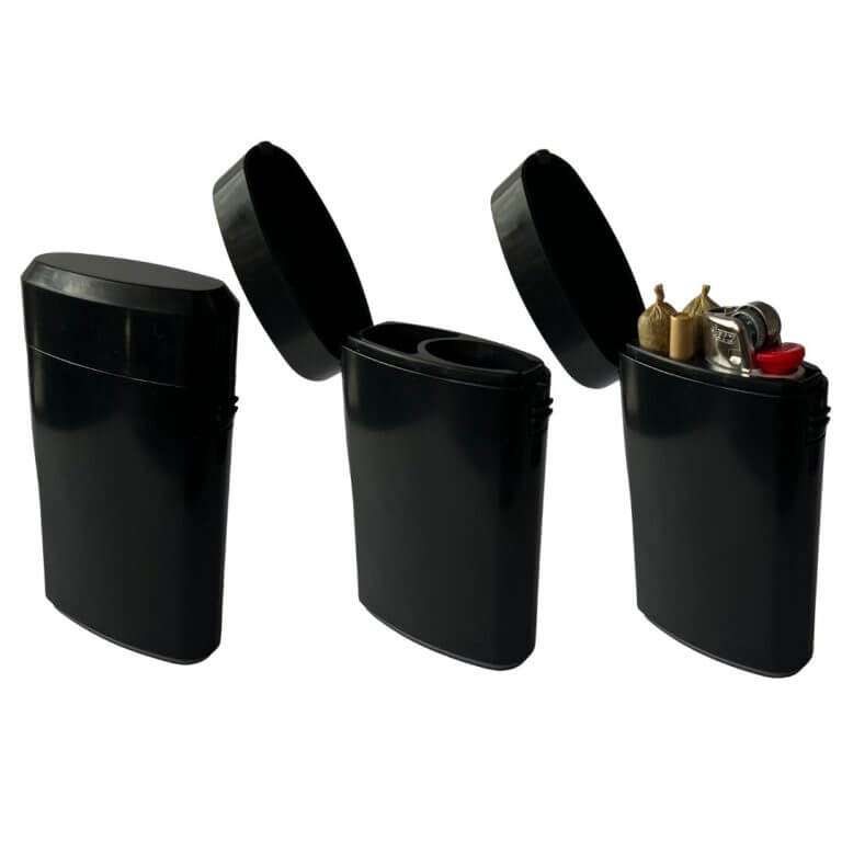 black lighter and joint case mockup blank black puff case lighter holder