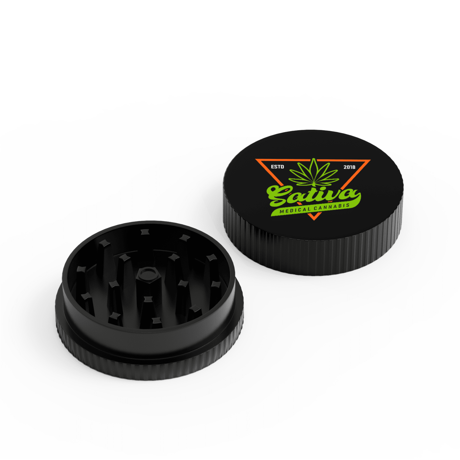 Artboard 1 custom hemp plastic grinder, black, full color logo