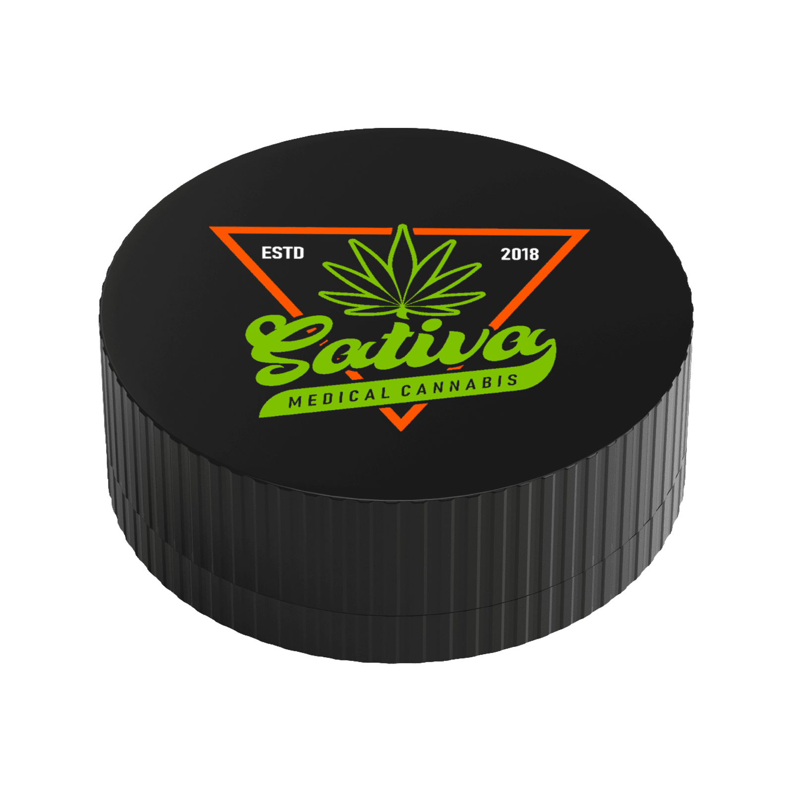 Artboard 2 custom hemp plastic grinder, black, full color logo