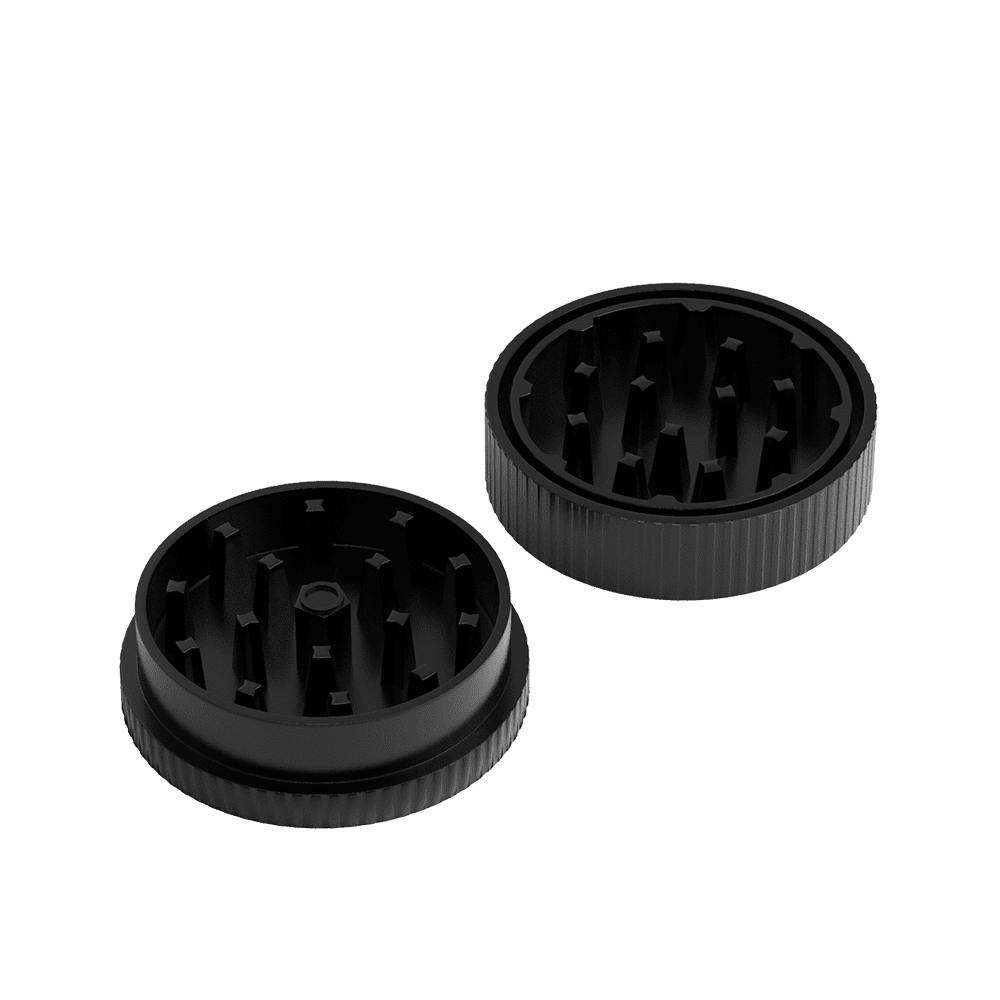 black-grinder-3 custom hemp plastic grinder, black, full color logo