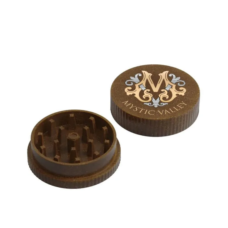 custom biodegradable hemp grinder Custom brown hempak grinder with a full color logo