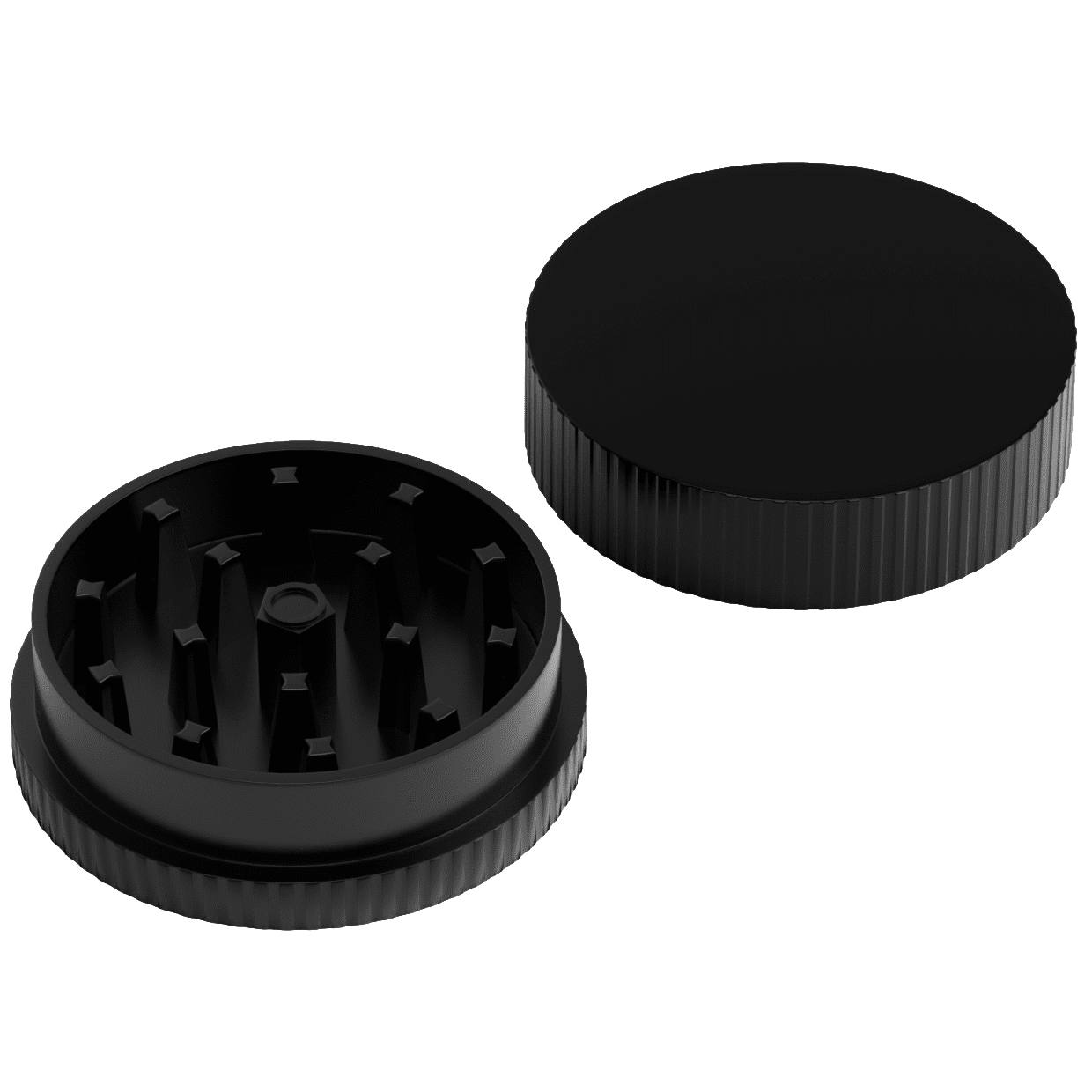 plain-2 custom hemp plastic grinder, black, full color logo