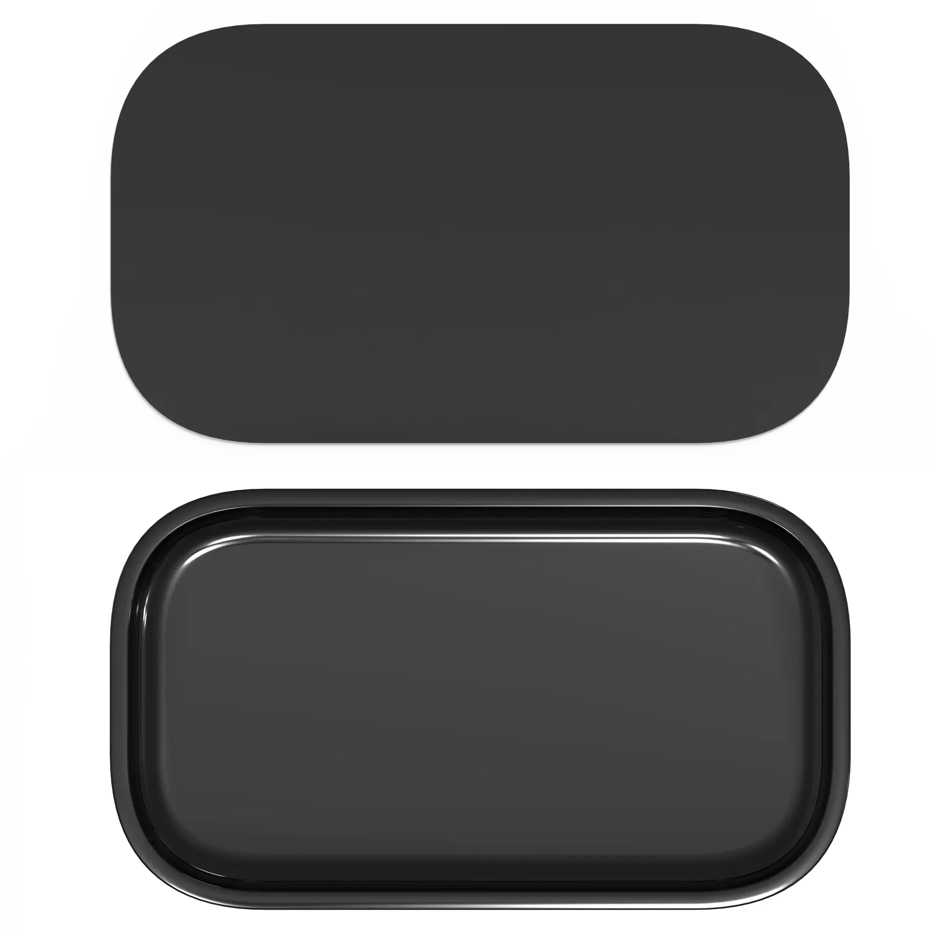 medium-tray-black-and-white-with-lid-2 medium black rolling tray with magnetic lid custom print tray and lid full color