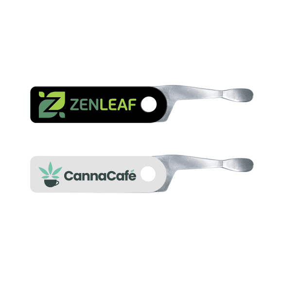 dab-key-black-and-white custom dab tool keychain, black and white colors, with a full color logo print