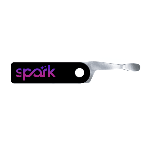 dab-key-black-spark custom black dab tool keychain with a full color logo print
