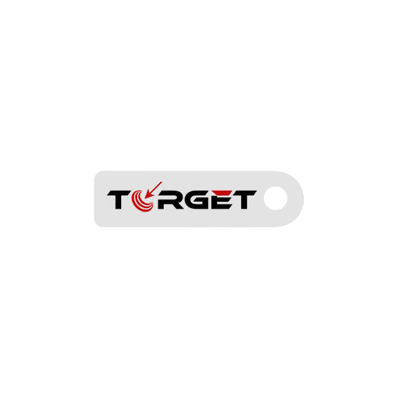 dab-key-white-target-closed custom white dab tool keychain with a full color logo print
